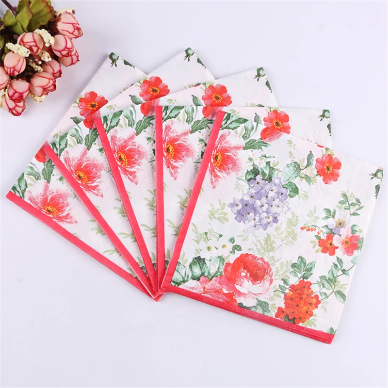 Новинка бумажные салфетки с масляным принтом цветочные цветочный шеф декупаж