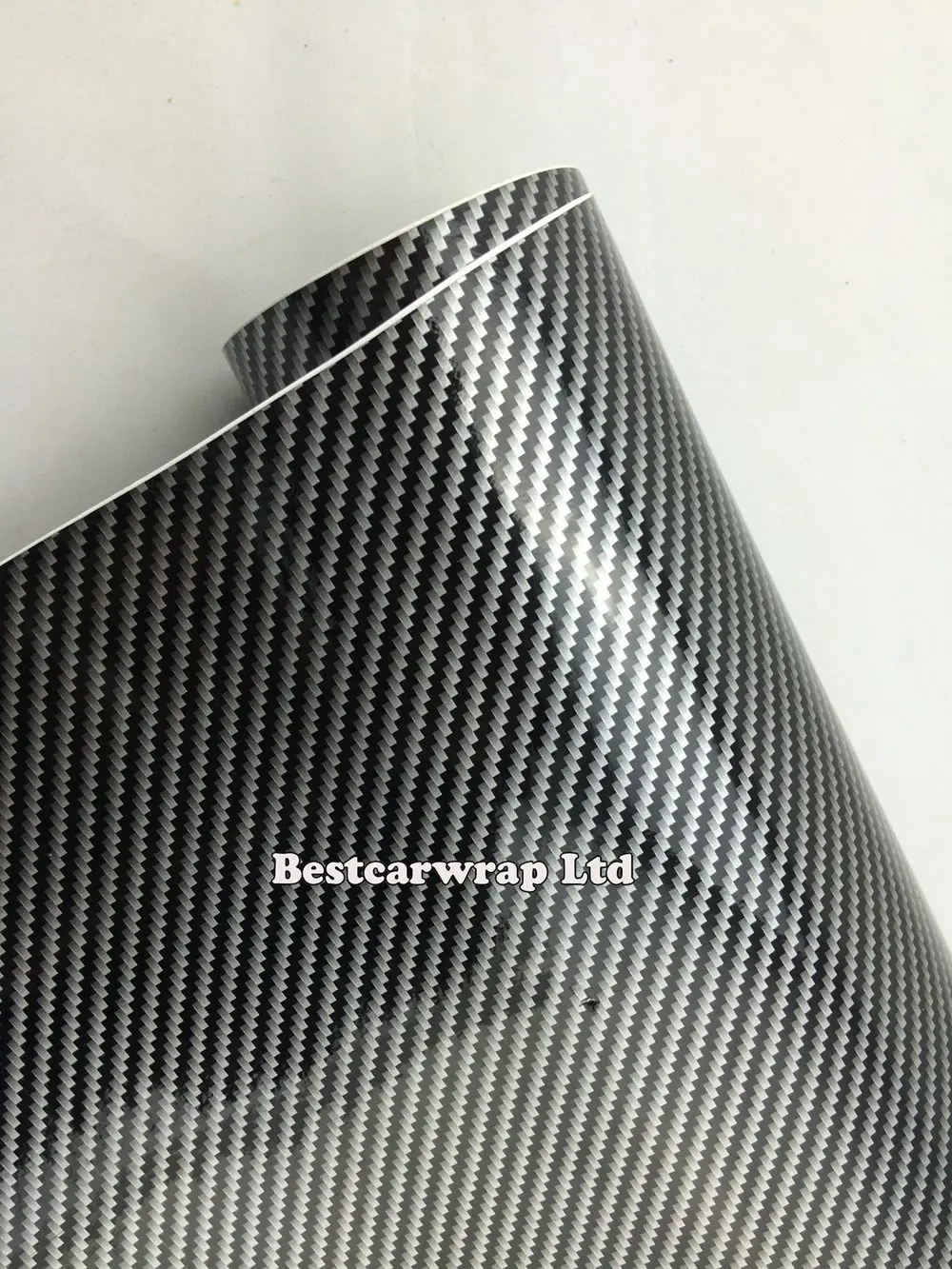 Глянцевый 2D карбоновый черный/серебристый с воздушным пузырьком 150x50 см для