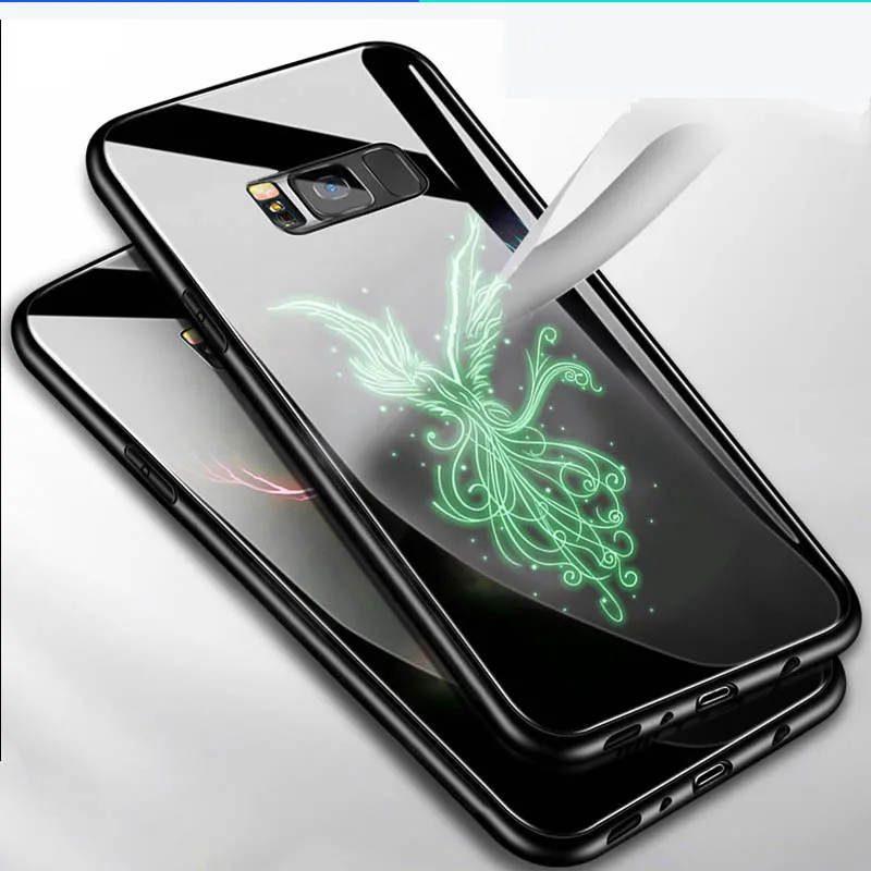 Светящийся стеклянный чехол s для samsung Galaxy S9 S9 plus Противоударная задняя крышка для samsung Galaxy S8 S8 Plus чехол из закаленного стекла для телефона