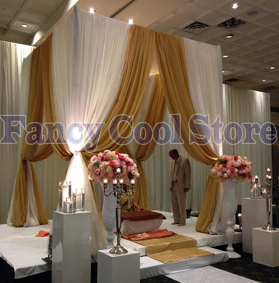 3 м * золотой и белый квадратный навес с драпировкой/chuppah/arbor драпировка swag для