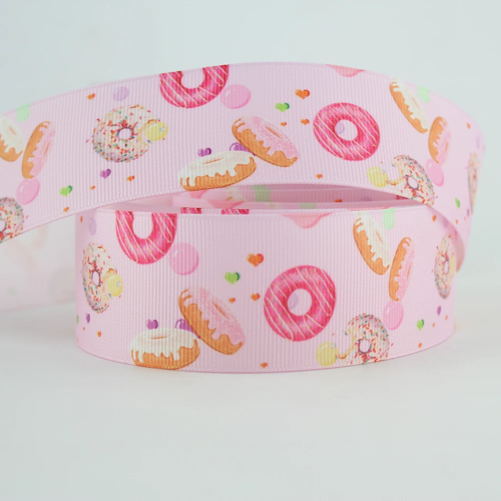 Пончик розовая лента grosgrain Diy Hairbow головной убор напечатанный grosgrain лента для украшения подарка 16 мм 22 мм 25 мм 38 мм 57 мм 75 мм