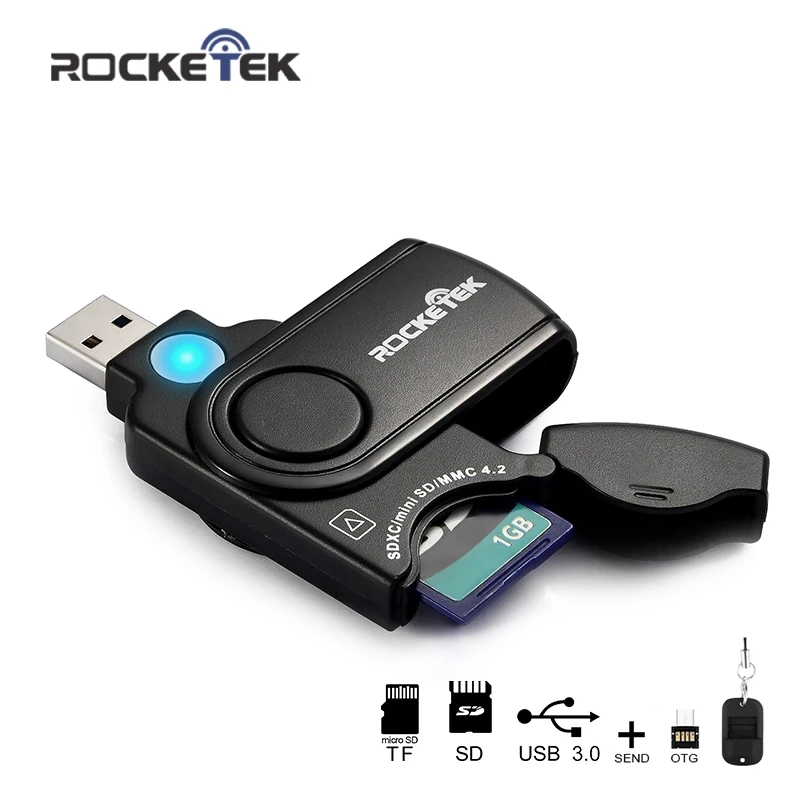 Rocketek usb 3 0 мульти 2 в 1 памяти otg кардридер 5 Гбит/с адаптер для SD TF micro ПК компьютера