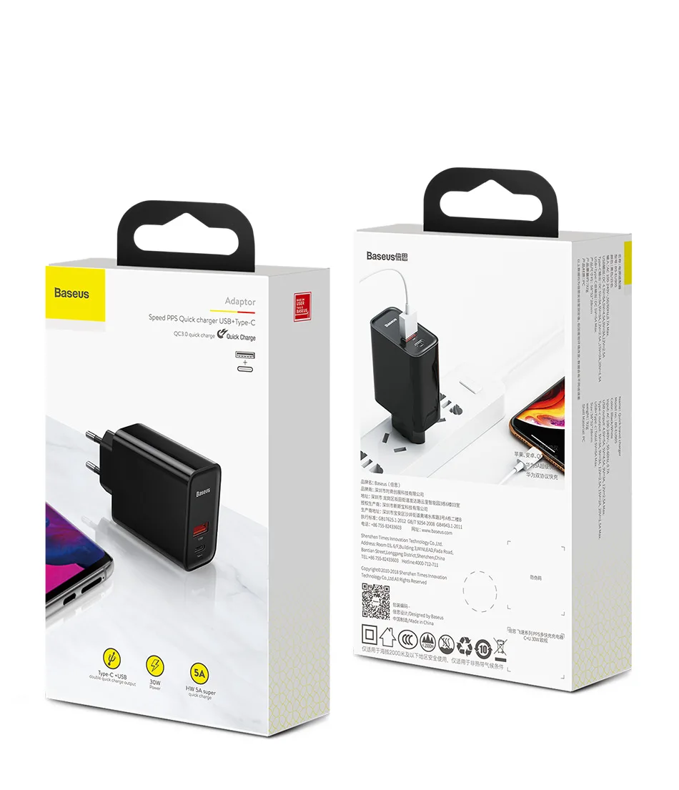 Baseus Quick Charge 4,0 3,0 USB Зарядное устройство Портативный 5A для huawei 30 Вт QC 4,0 3,0 Quick Зарядное устройство PD 3,0 быстро Зарядное устр
