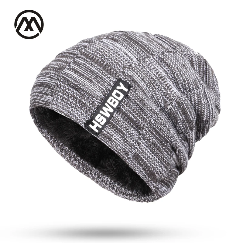 Skullies новые мужские вязаные бархатные толстые зимние шапки теплые и удобные регулируемые унисекс Изысканные кожаные брендовые шапки бини