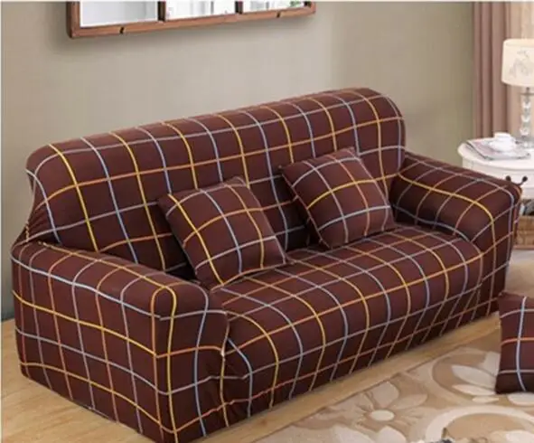 Чехол для дивана в бежевую полоску большой Эластичный гибкий чехол