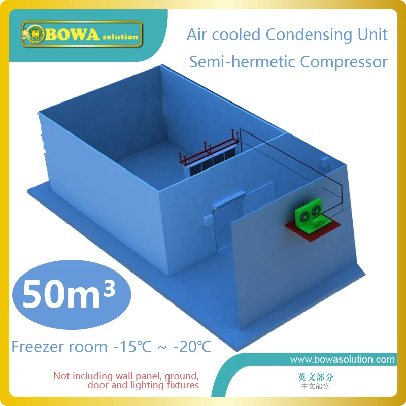 Полное холодильное оборудование для 50m3 морозильной камеры рыбы и мяса заменить
