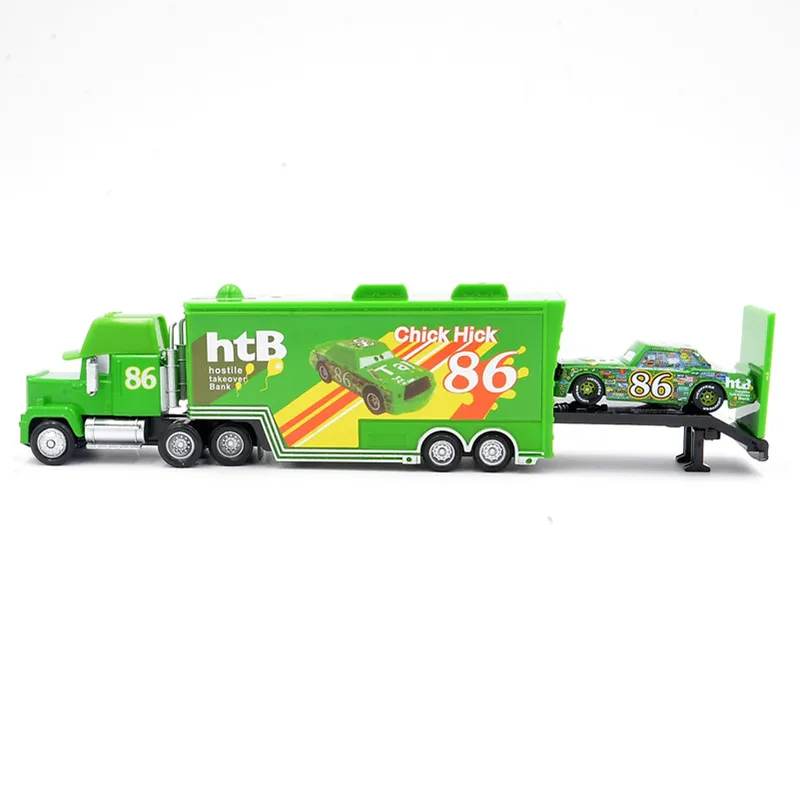 Disney Pixar Cars Lightning Mcqueen 2 шт./лот No.86 цыпленок Хикс мак грузовик и гонщик литье под