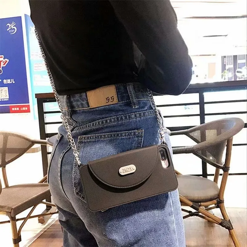 FTAIDKJ Роскошный кошелек карты мягкий силиконовый Шолдер Сумка для iPhone X XS Max XR XS 10 7 6 6S 8 Plus женская сумочка кошелек с цепочкой