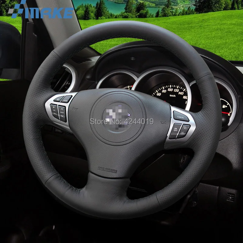 Чехол для руля из черной кожи сделай сам SUZUKI Grand Vitara аксессуары автомобиля|Чехлы