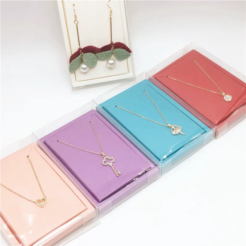 2*8*12cm Transparent Waterproof Plastic Jewelry Packing Boxes+Colorful Inner Necklace Cards Clear Pvc Pendant Displays Gift Box | Украшения
