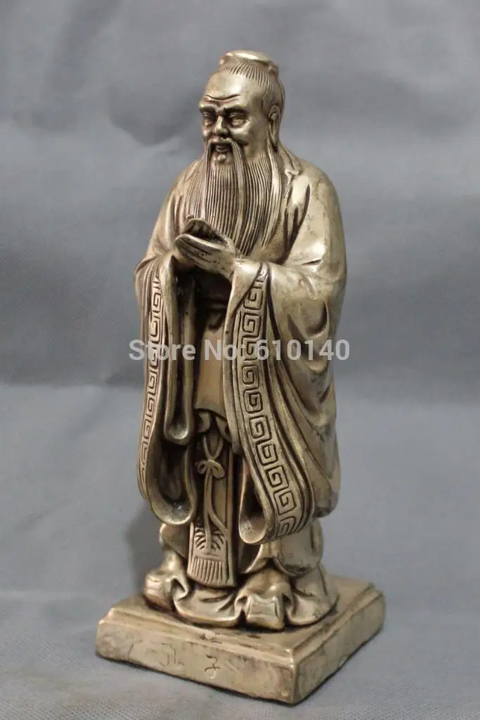 8 &quotКитай Серебро Литераторов История Основатель Конфуцианства Khofngzuo Kong Zi Статуя