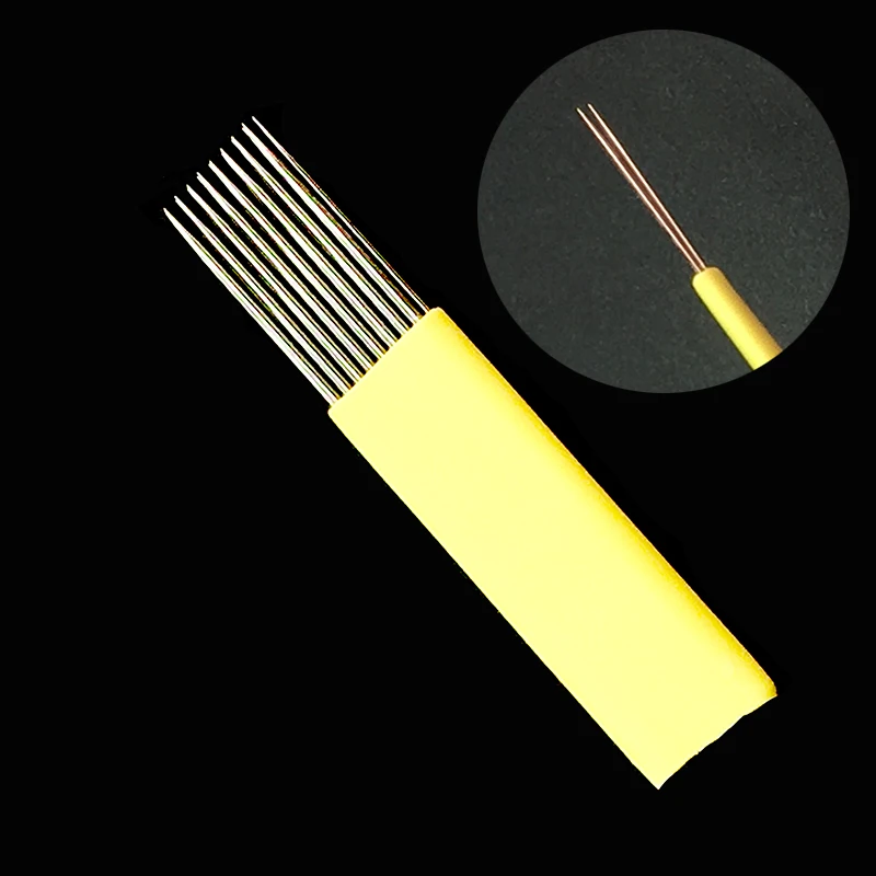 

50 шт. двойной 2 Ряд 17 плоский мануального татуажа бровей, лезвия, иглы для татуажа туман для бровей Перманентный макияж ручной инструмент для...