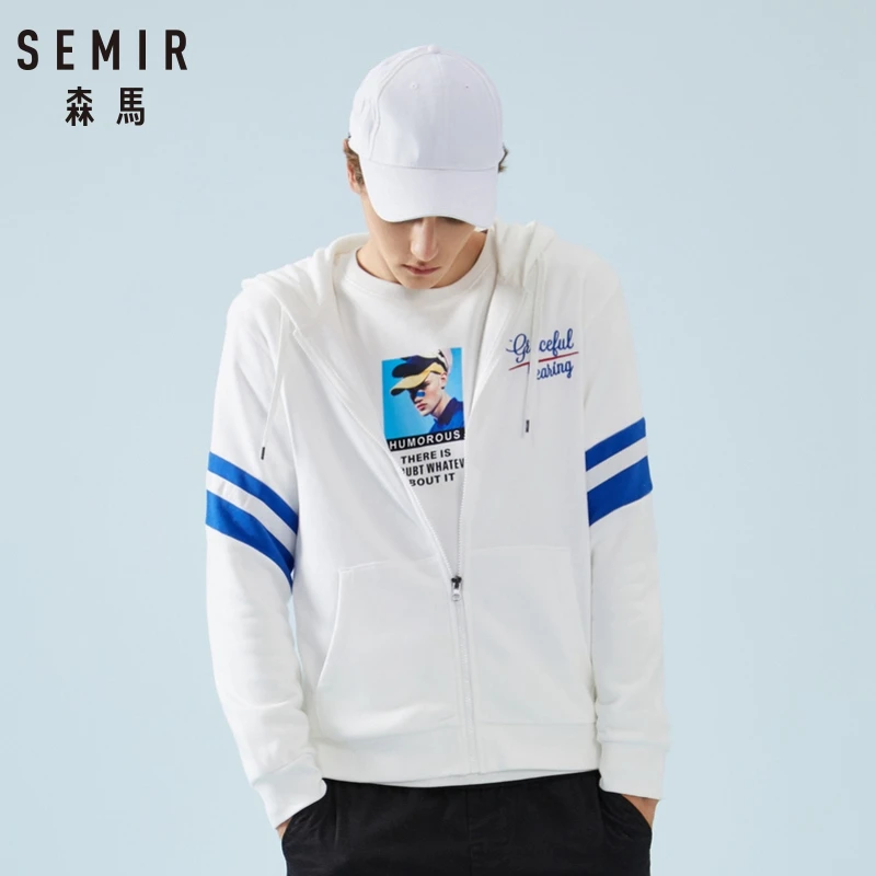 SEMIR Для мужчин s вышитые курточка на молнии с капюшоном оторочкой контрастного