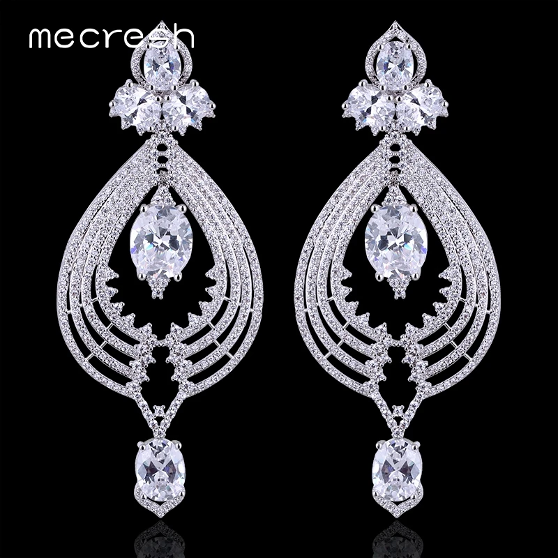 

Mecresh Fashion Leaf Water Drop Cubic Zirconia Earrings for Women Bridal Teardrop Earrings 2022 for Unique Wedding Jewelry EH693