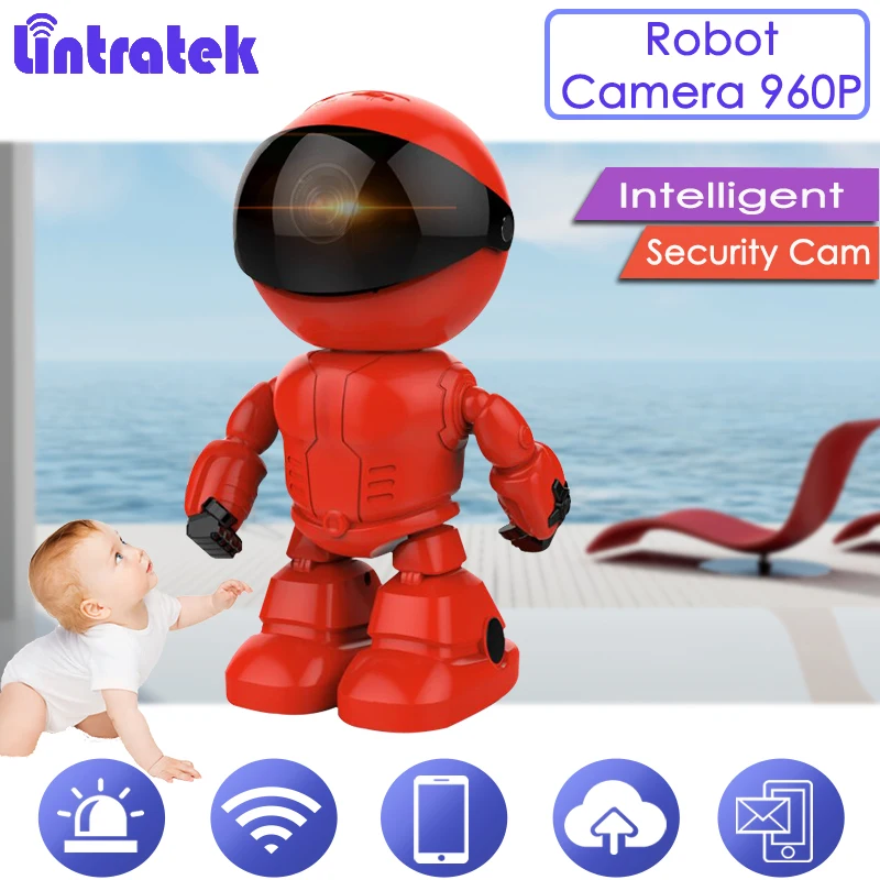 Новый 2018 Lintratek 960 P HD красный робот Камера 1.3MP Wi-Fi IP видеонаблюдения Видеоняни и