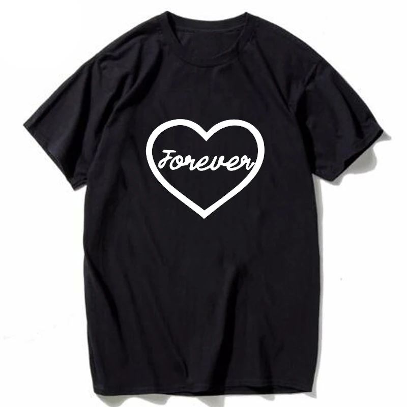 Модная Милая футболка с принтом сердца футболки для влюбленных женская надписью