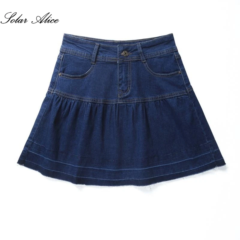 Женская джинсовая юбка выше колена плиссированная мини-юбка для девушек летняя