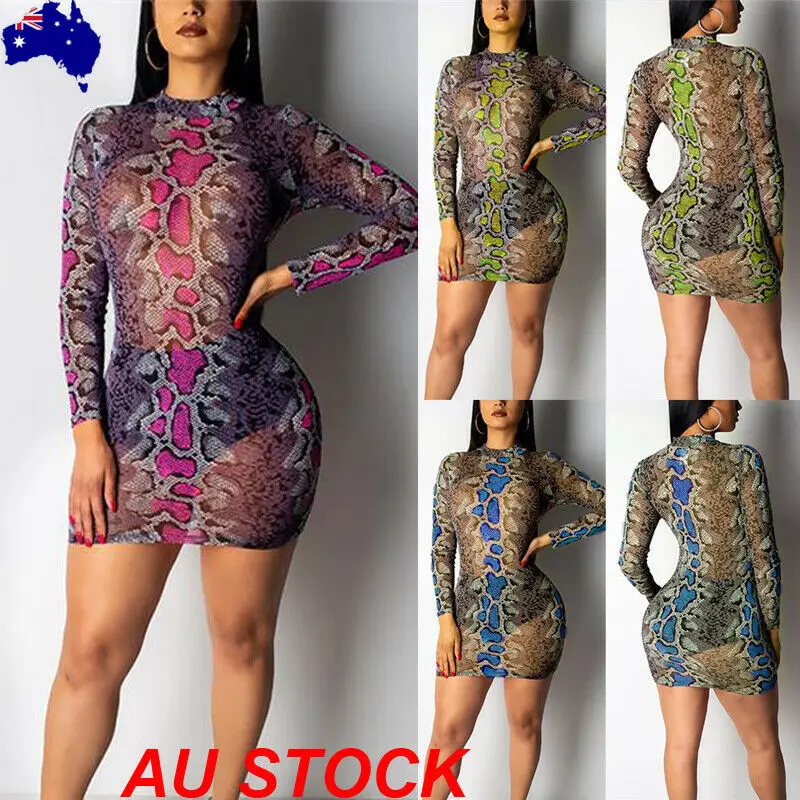 Женская сексуальная сетчатая Прозрачная облегающая вечерняя Клубная одежда