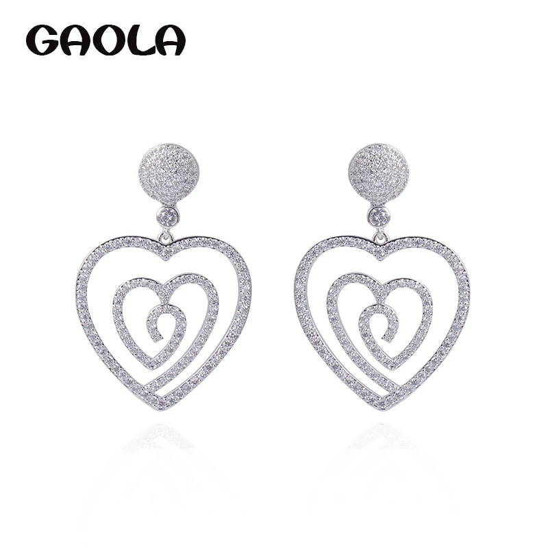 

Женские серьги-сердечки GAOLA, висячие серьги с прозрачным кубическим цирконием, GLE7191Y