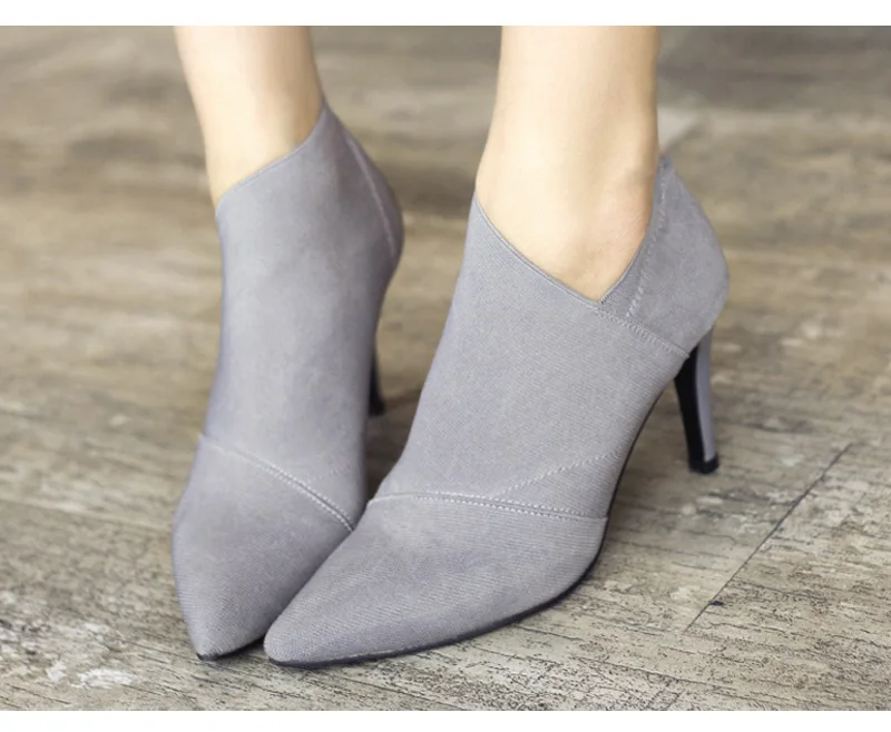 Женские ботинки на высоком каблуке; большие Size34-41Fashion; женские ботинки на высоком каблуке; модные ботинки для молодых девушек; тканевые Ботинки на каблуке 8,5 см; L33