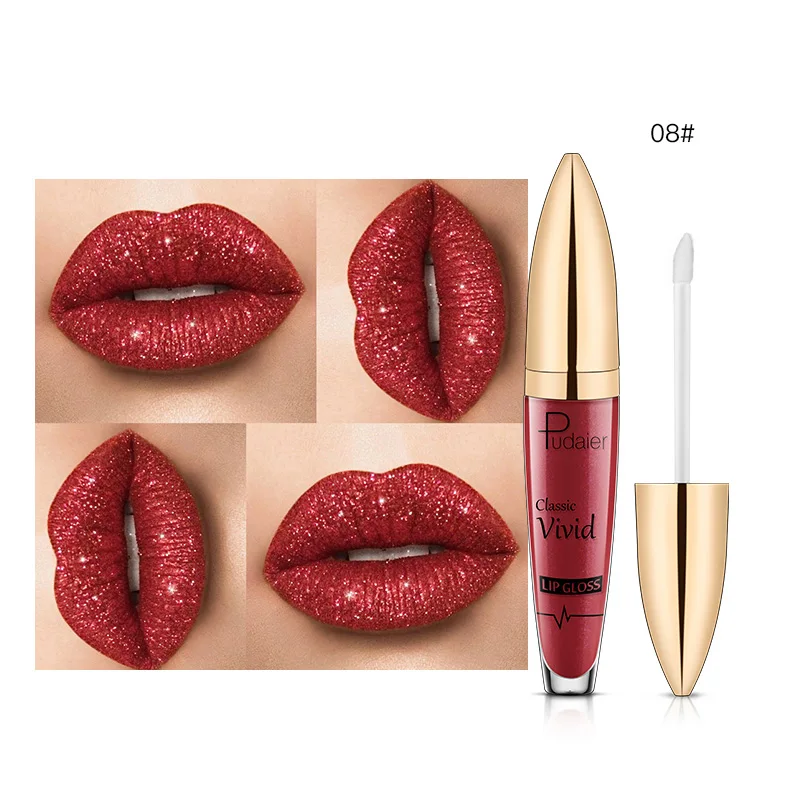 Glitter Lip Gloss Shimmer Lips Makeup Waterproof Lasting Tint Nightclub Sexy Metal Plumper Tattoo Liquid Lipstick Cosmetic | Красота и