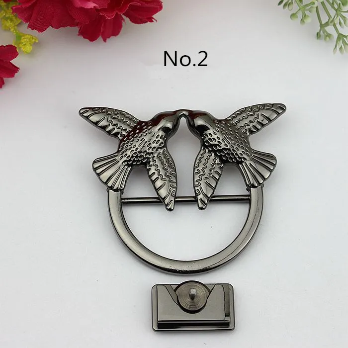 No.2 -2 set Металлические аксессуары для сумок Two birds украшением в виде банта с замком на пряжке для украшения DIY лоскутное шитье сумка 2 компл./лот золотистый и черный - Цвет: No.2 -2 set