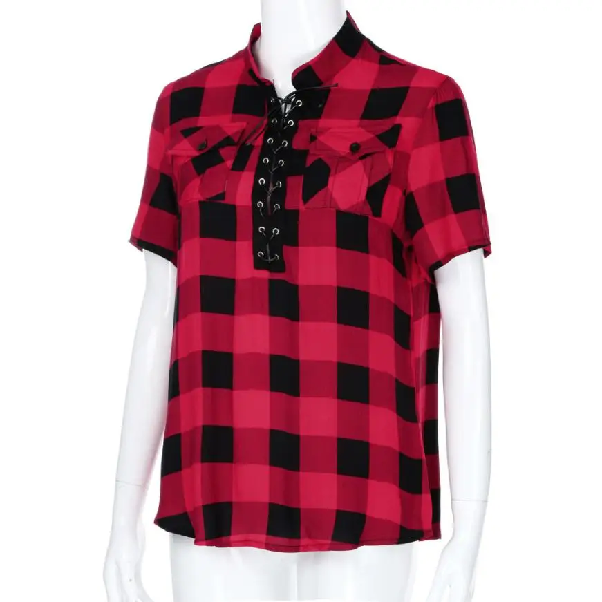 Модные рубашки для женщин 2018 Лето Крест накрест передняя решетка бандаж короткий