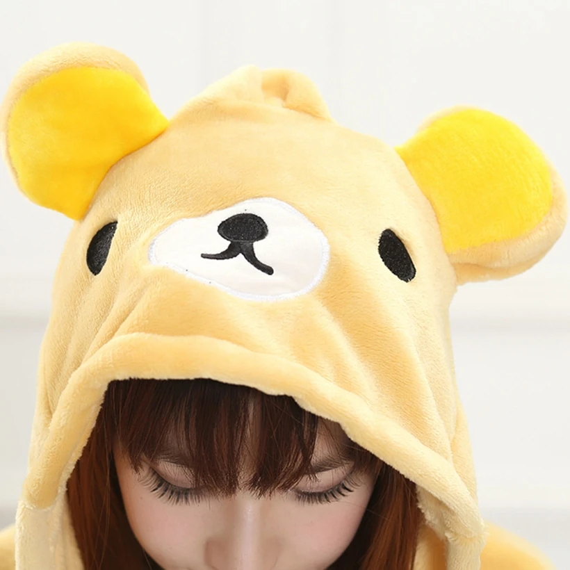 Кигуруми Медведь Rilakkuma пижамы Свободные Комбинезоны для взрослых в виде животных