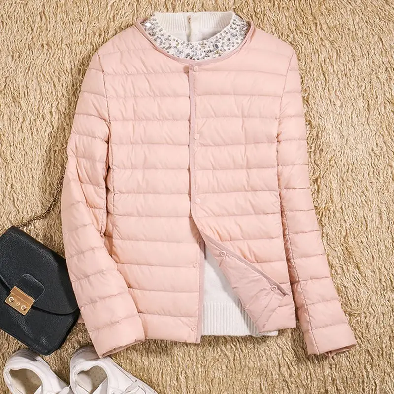 

New Lightweight Women Down Jacket Liner 2019 New Lightweight Slim Single-Breasted Short Female Jacket Large Size Ladies Parkas