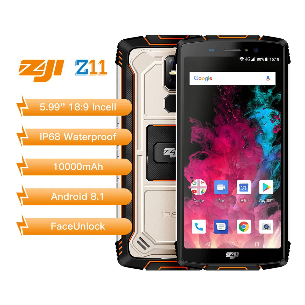 Зоджи Z11 IP68 Водонепроницаемый смартфон 5 99 &quot18:9 полный Дисплей мобильного