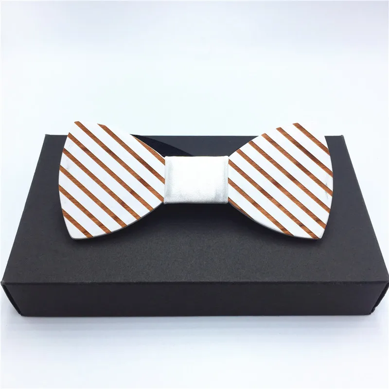 Белый деревянный галстук-бабочка носовой платок набор мужской клетчатый полый