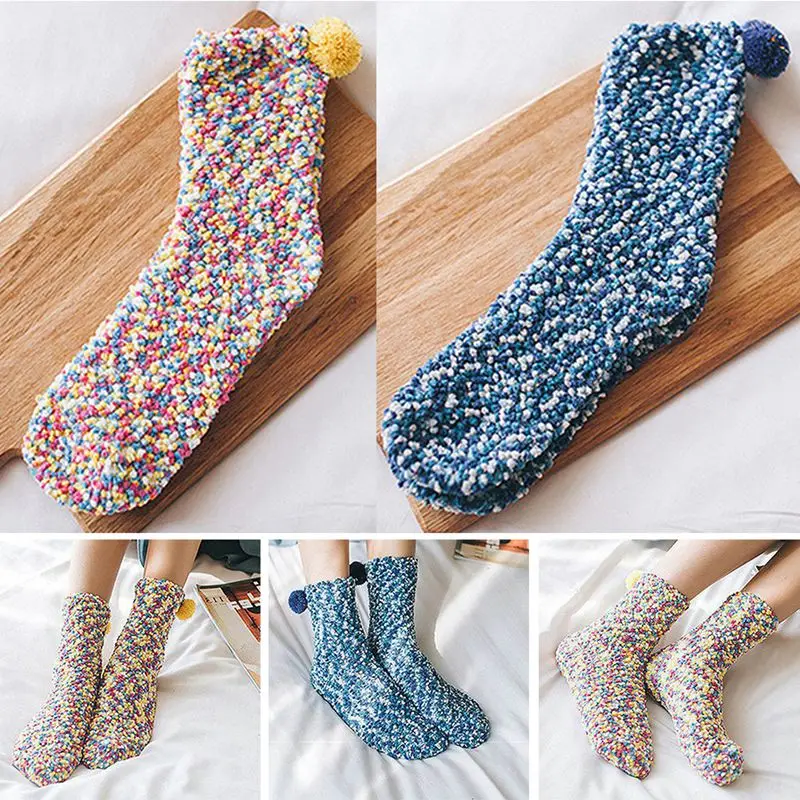 Christmas Lady Soft Floor Home Clothing Accessories 1 Pair Candy Women Fluffy Socks Warm Winter Cosy Lounge Bed Xmas Gift | Дом и сад