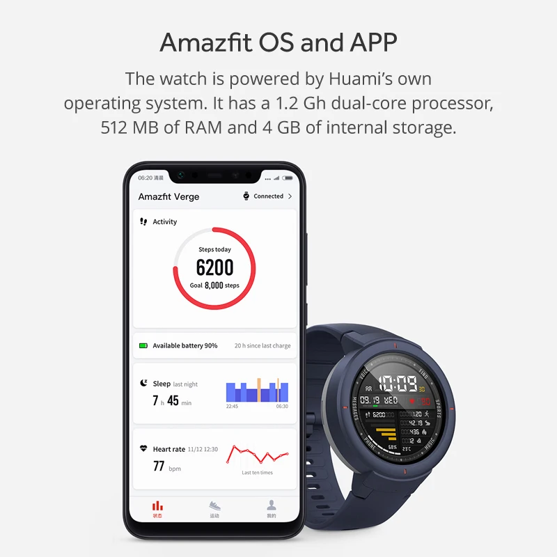 Оригинальные Смарт часы Xiaomi Huami AMAZFIT Verge 3 GPS с экраном IP68 пульсометром и вызовами