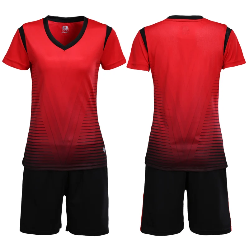 LT-1604 red women Новые женские футбольные майки наборы волейбольные спортивные костюмы женский спортивный комплект Футбольная форма майки рубашки дышащие Пользовательские печати - Цвет: LT-1604 red women