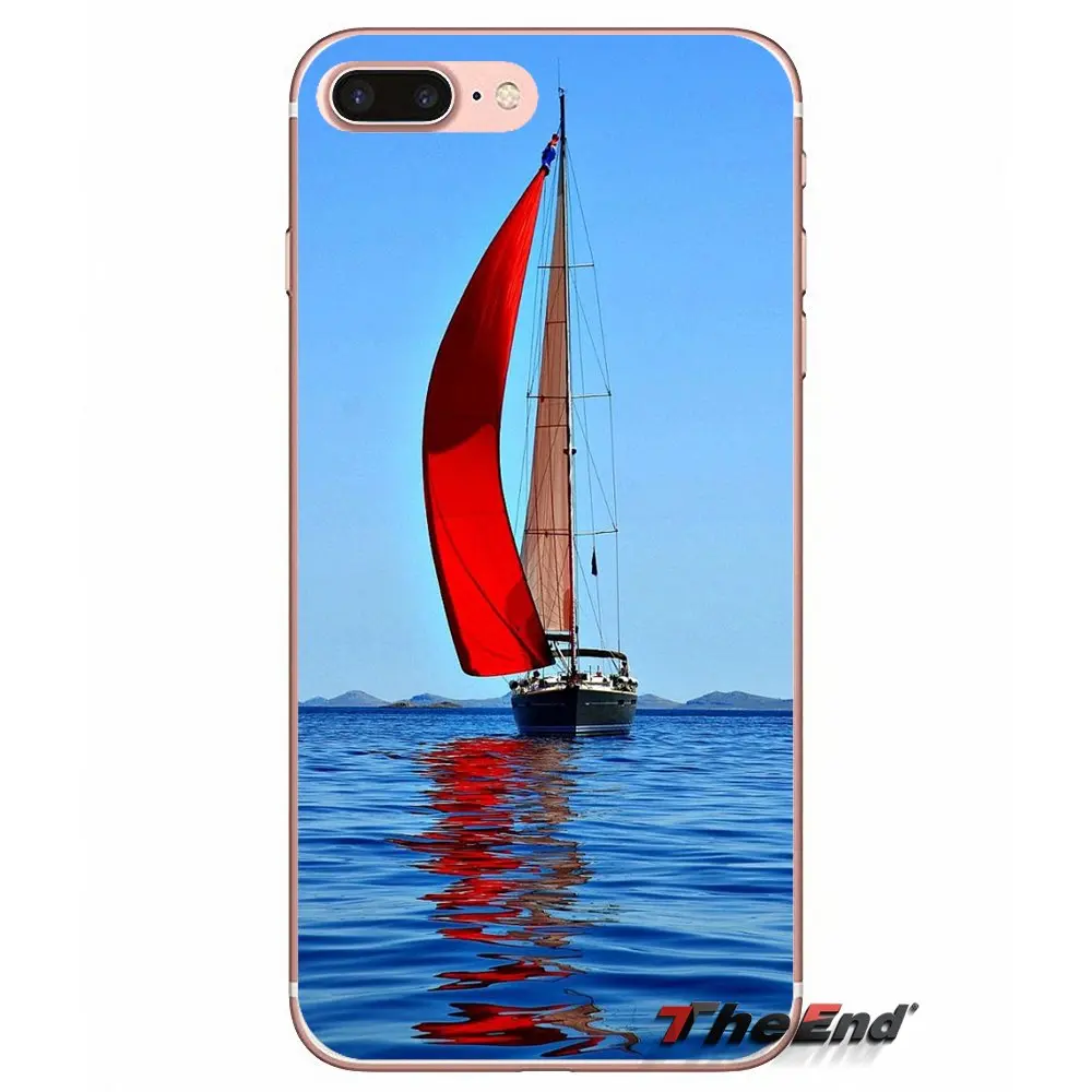 Супер Луна Парусник в море океан закаты чехол для Samsung Galaxy S3 S4 S5 MINI S6 S7 edge S8 Plus Note 2 3 4