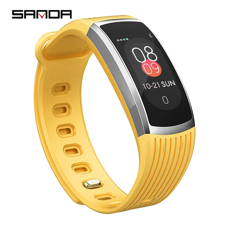 Yellow SANDA A18 уличные спортивные часы для мужчин/женщин/пара цифровые часы монитор сердечного ритма Смарт напоминание Упражнения Фитнес наручные часы - Цвет: Yellow