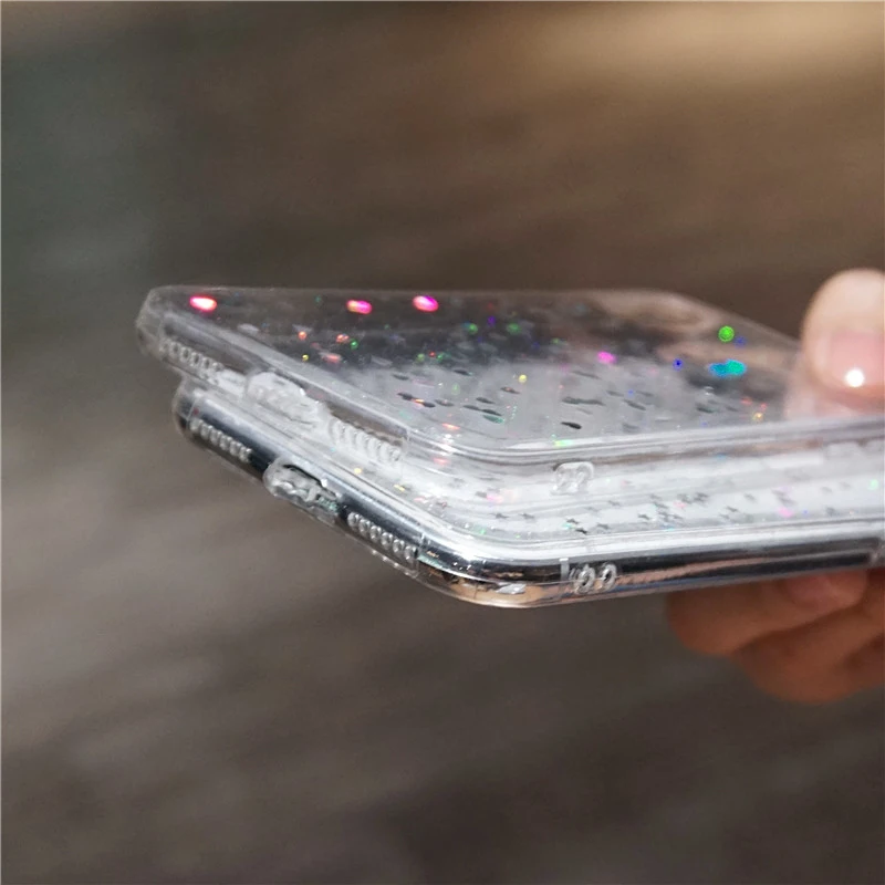 Прозрачный блестящий чехол для телефона с порошковыми звездами iphone X XS Max XR