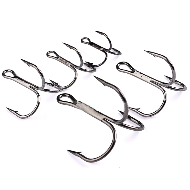 

2,4,6,8,10# Fishing Hook Anti-decoupling Fishing Hook High Carbon Steel Treble Hook Fishing Tackle Round Bent Treble 50PCS dsrn