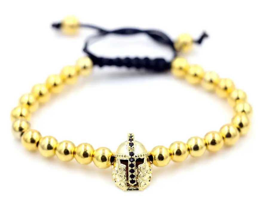 Браслет рыцаря для мужчин BPPCCR Anil Arjandas, золотого цвета, с бусинами, микроинкрустацией и макраме, Pulseira Feminina.