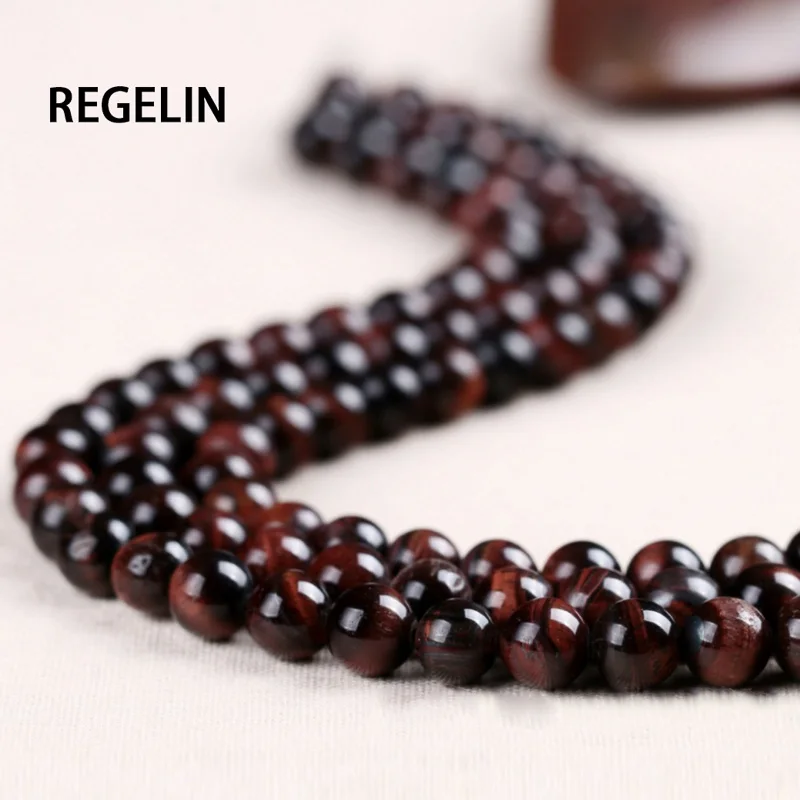 Бусины REGELIN AAAA + из натурального камня с тигриным глазом круглые бусины