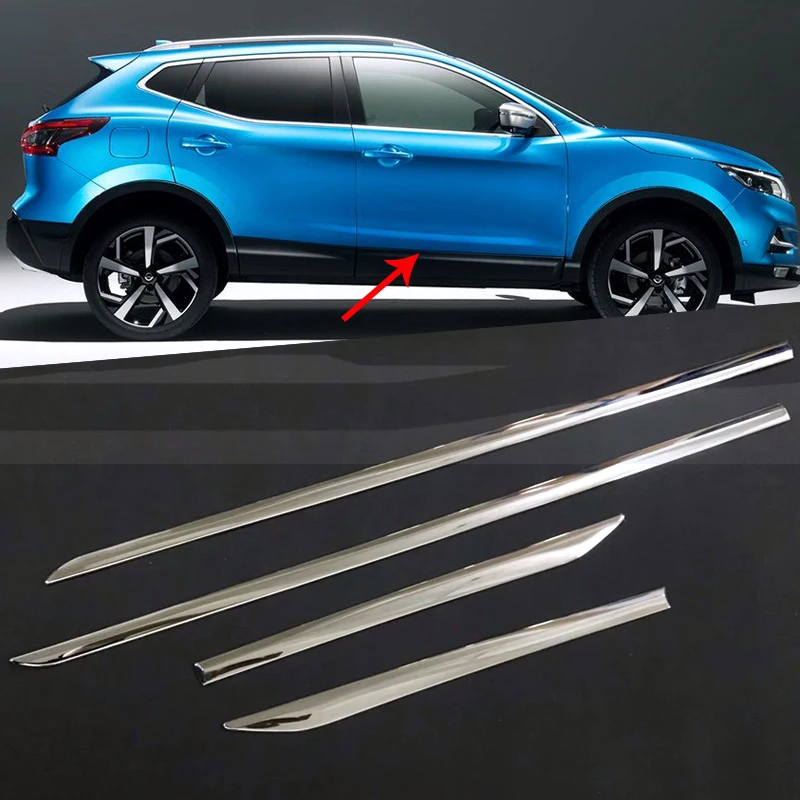 Подходит для Nissan Qashqai Аксессуары хромированная ABS дверная боковая линия гарнир корпус формовочная крышка защитная накладка