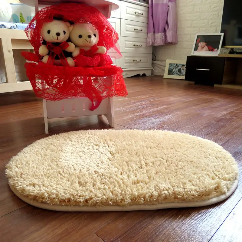 40X60CM Одноцветный Овальный ковер смешанный лохматый мягкие коврики для двери
