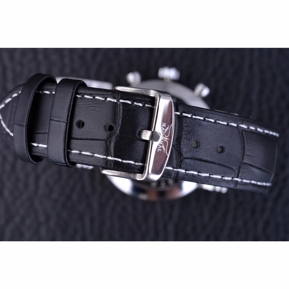 Часы Jaragar Мужские с тремя циферблатами темные модные брендовые Роскошные