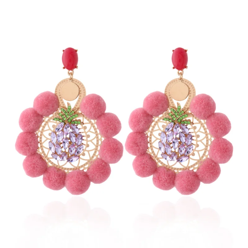 Большие серьги NeeFu WoFu в форме шарика брендовые длинные с искусственным камнем