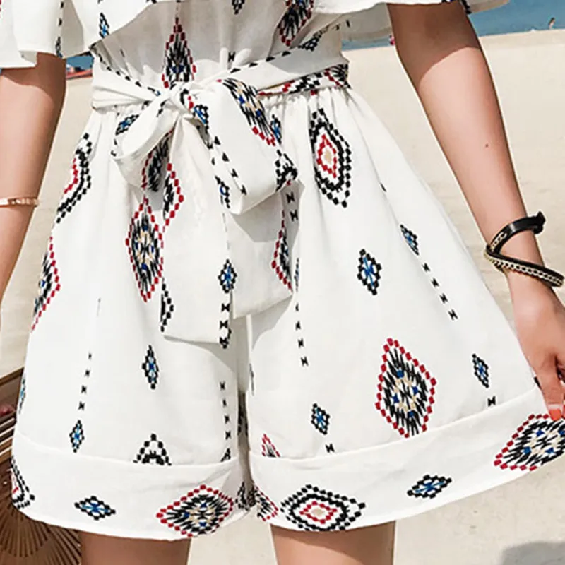 Женский Короткий комбинезон с широкими штанинами шифоновый Свободный высокой