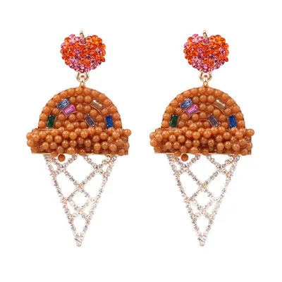 JURAN Ice Cream Earrings for Women Girls Party Drop Earrings Summer INS Trendy Drop Earrings Statement Wedding Jewelry - Окраска металла: 52401-BN