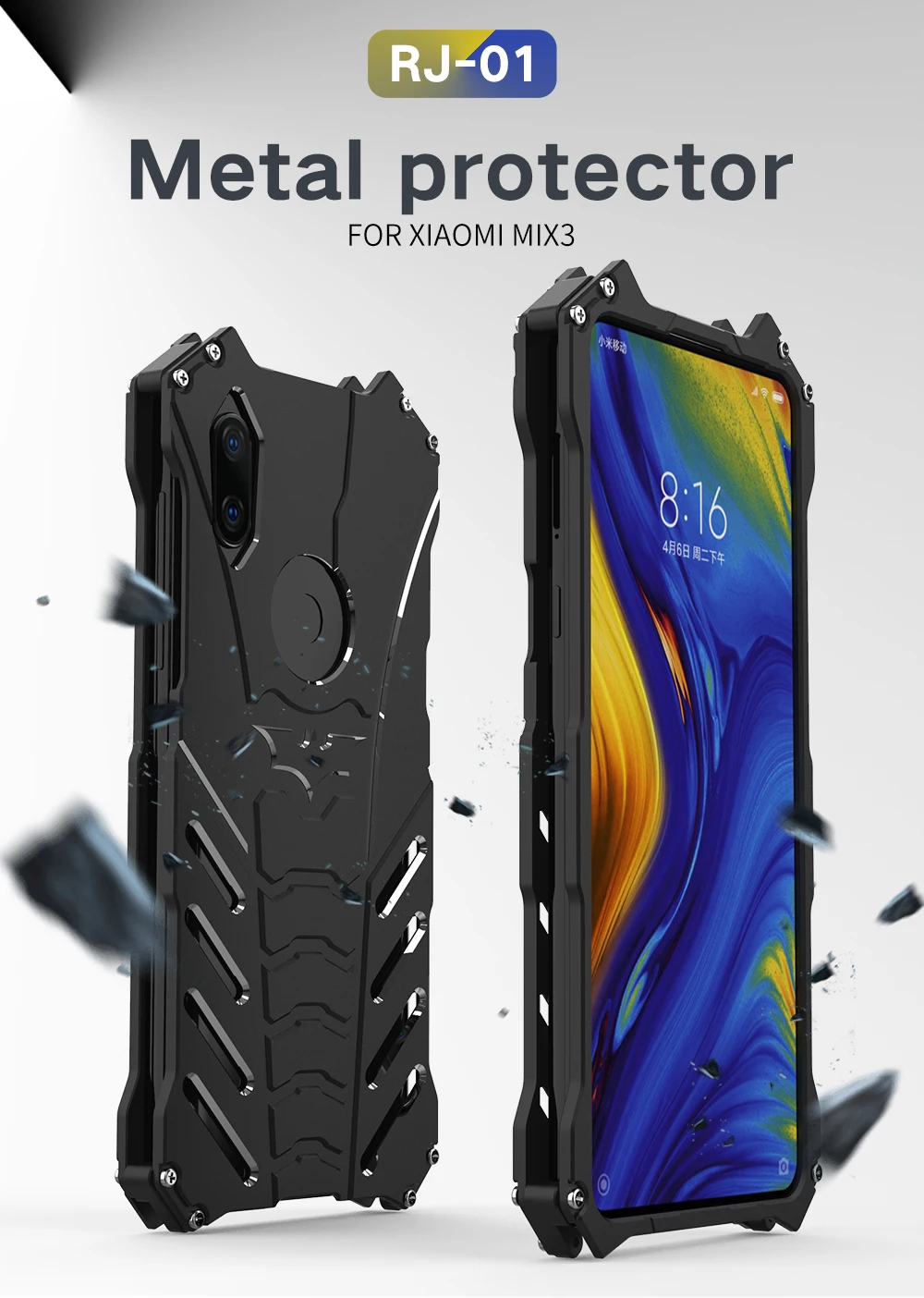 R-JUST металлический бампер для Xiaomi mi x 3 2 S Slim ударопрочный Armor чехол для Xiaomi mi x3 тяжелых вырезать край назад случаях