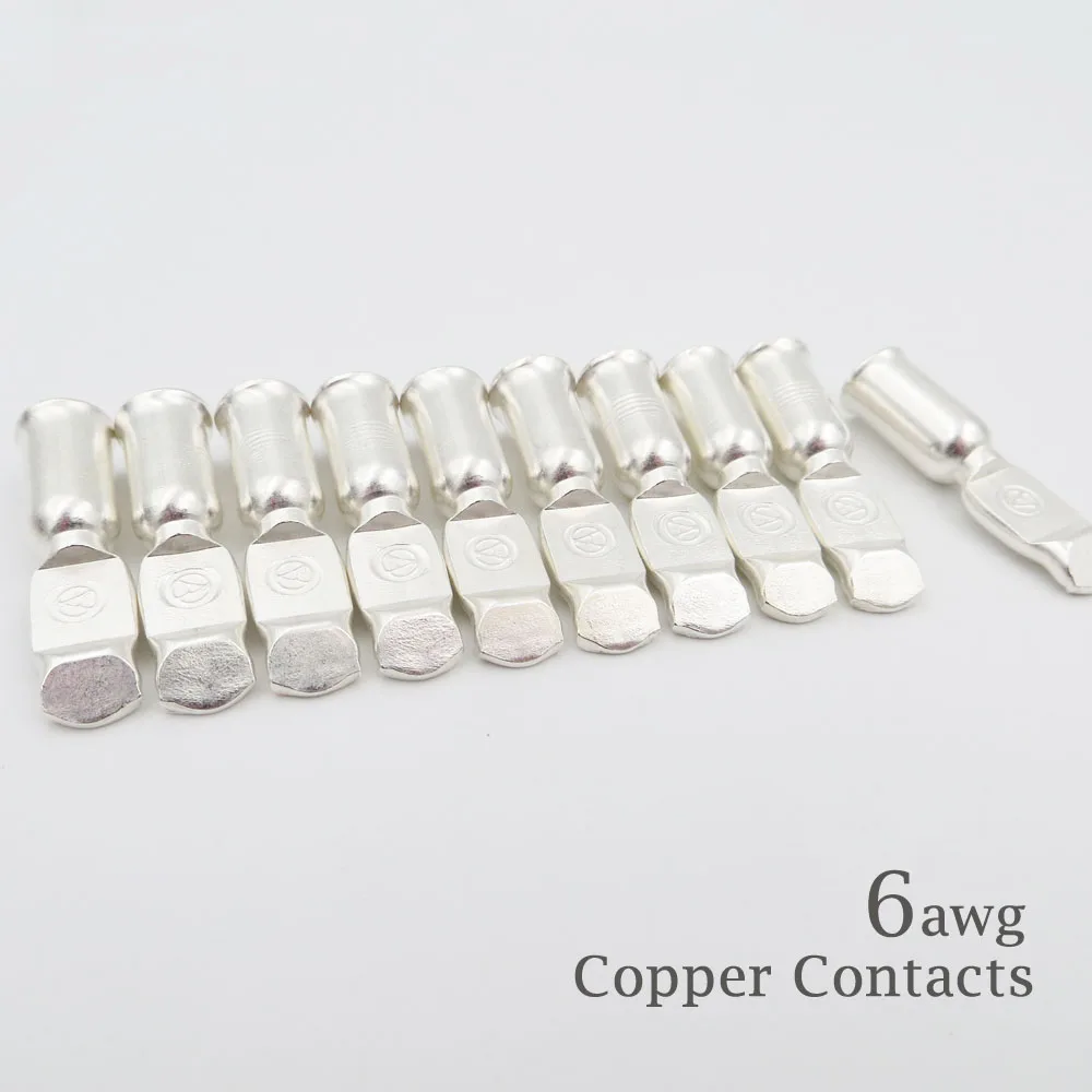 10pc x Contact 6awg 10 компл./лот 600V 50A SH50 разъем двухполюсный медные контакты солнечных панелей Кара Батарея Т-образная ручка, дюймовый стандарт анти-крышка для защиты от пыли - Цвет: 10pc x Contact 6awg