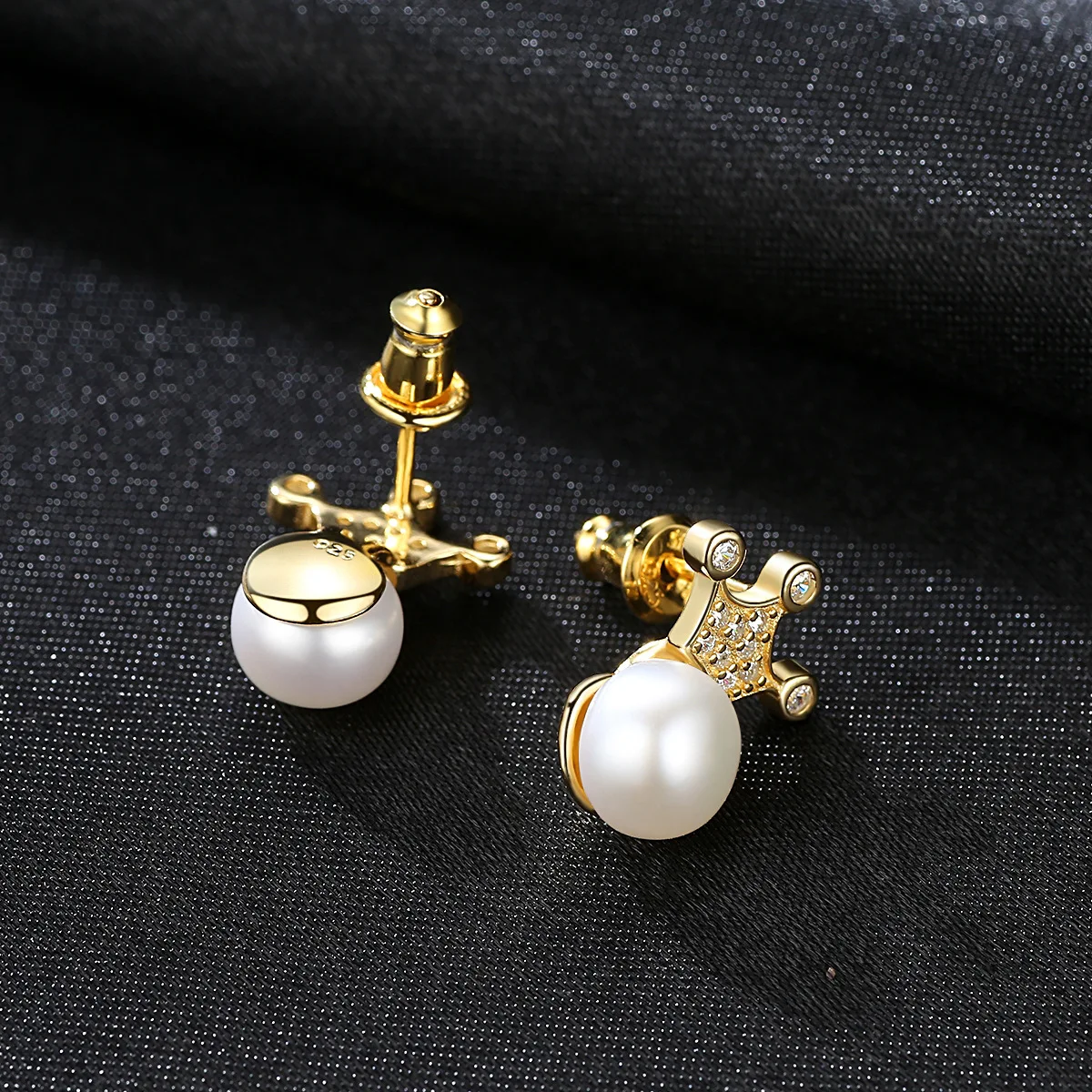 S925 Silver Earrings Stud Engagement 7-7.5mm Natural Freshwater Pearl Jewelry Korean Crown Female Wedding Pearls | Украшения и