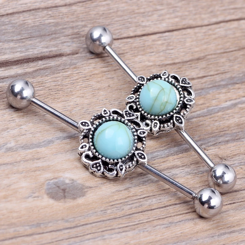 12 шт. голубые ушные Промышленные Штанги штанги брикет серьги ювелирные изделия